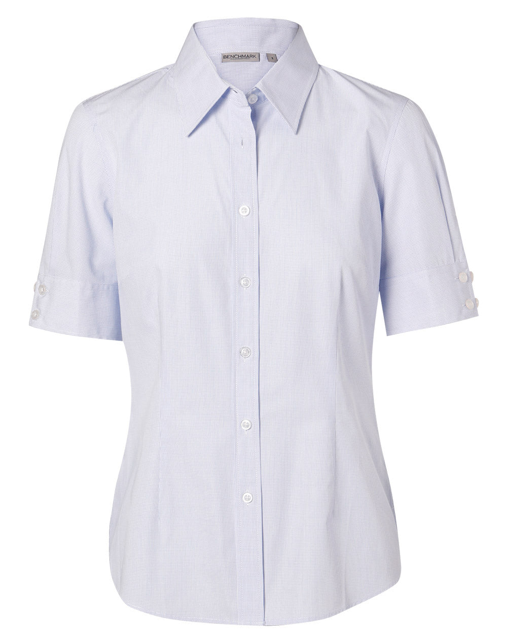 Women's Mini Check S/S Shirt - Pale Blue