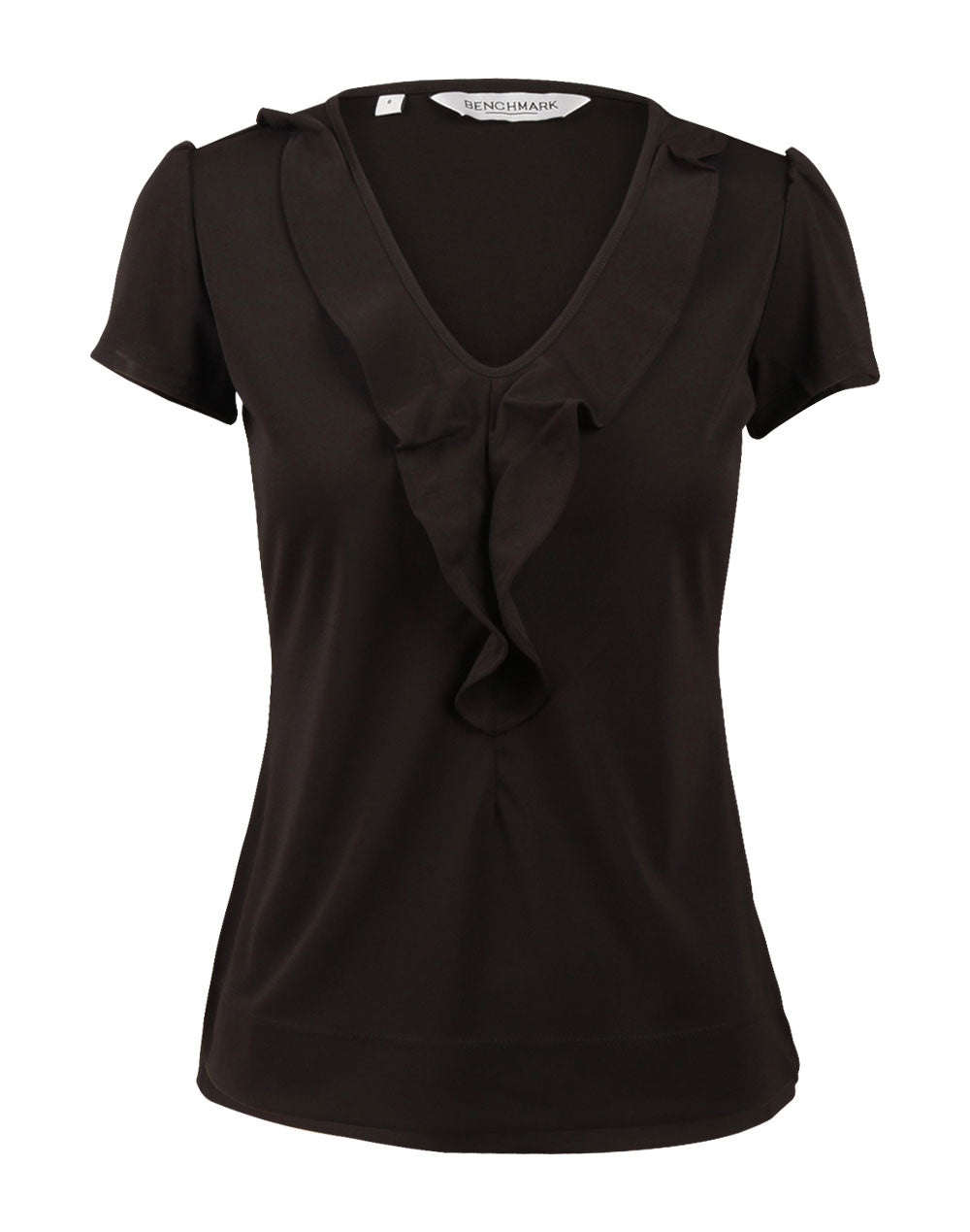 Women's Ruffle Front Blouse - Black