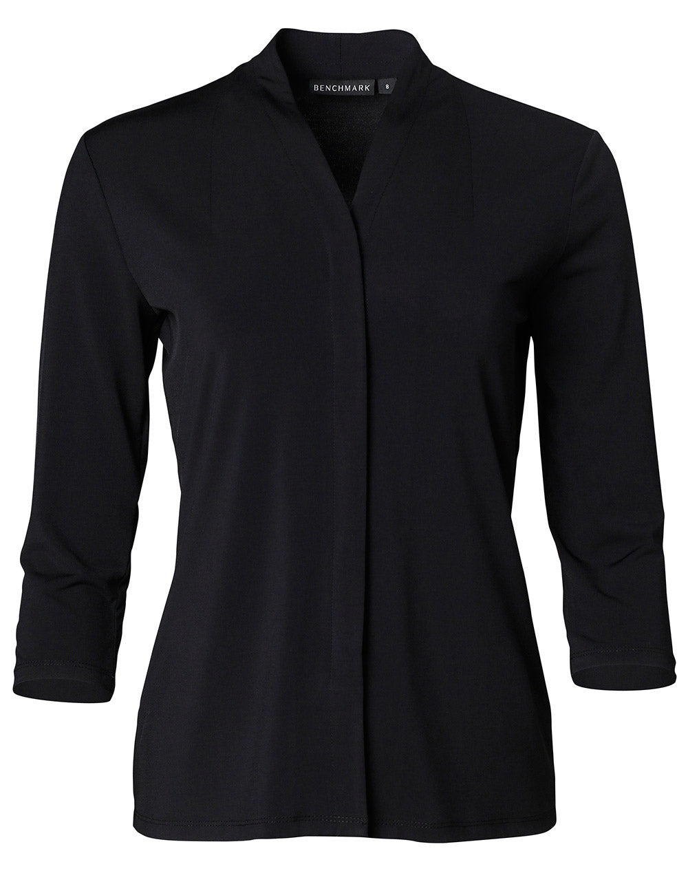 Ladies' Mid Sleeve Shawline Knit Top - Black