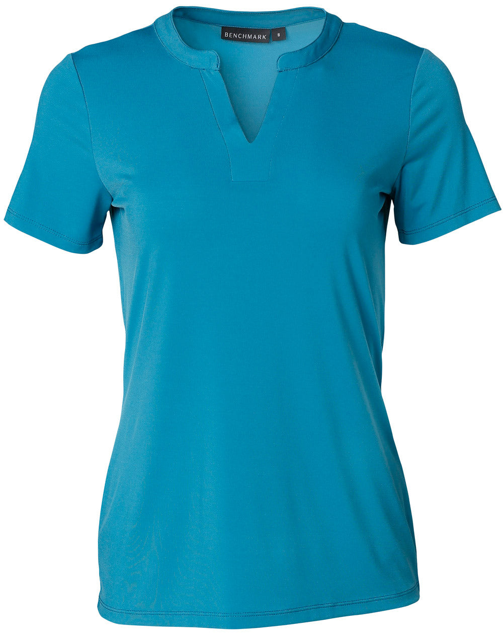 Ladies' V-neck with Tab S/S Knit Top - Pagoda