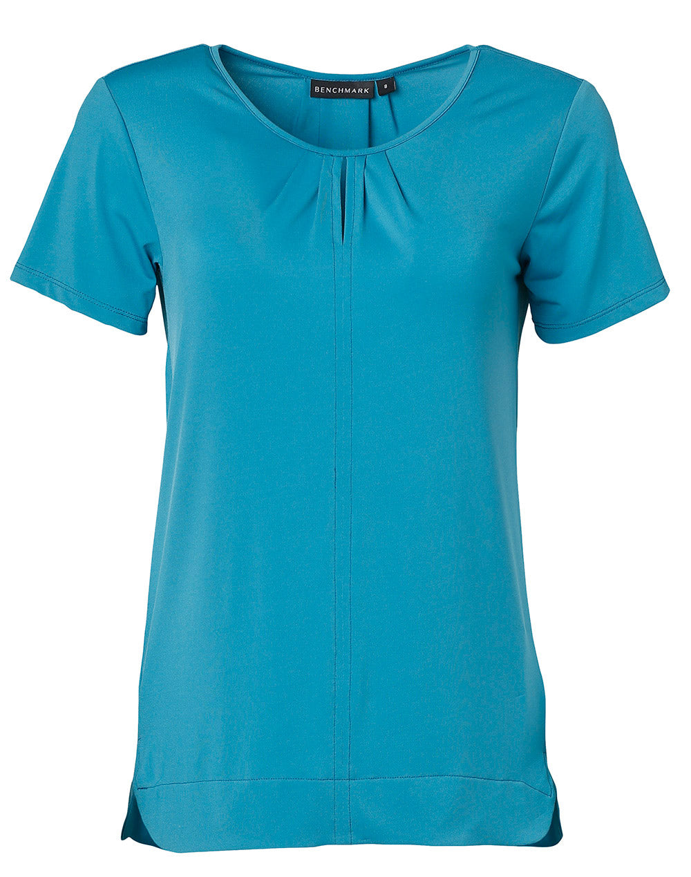 Ladies' Round Neck with Pleats S/S Knit Top - Pagoda