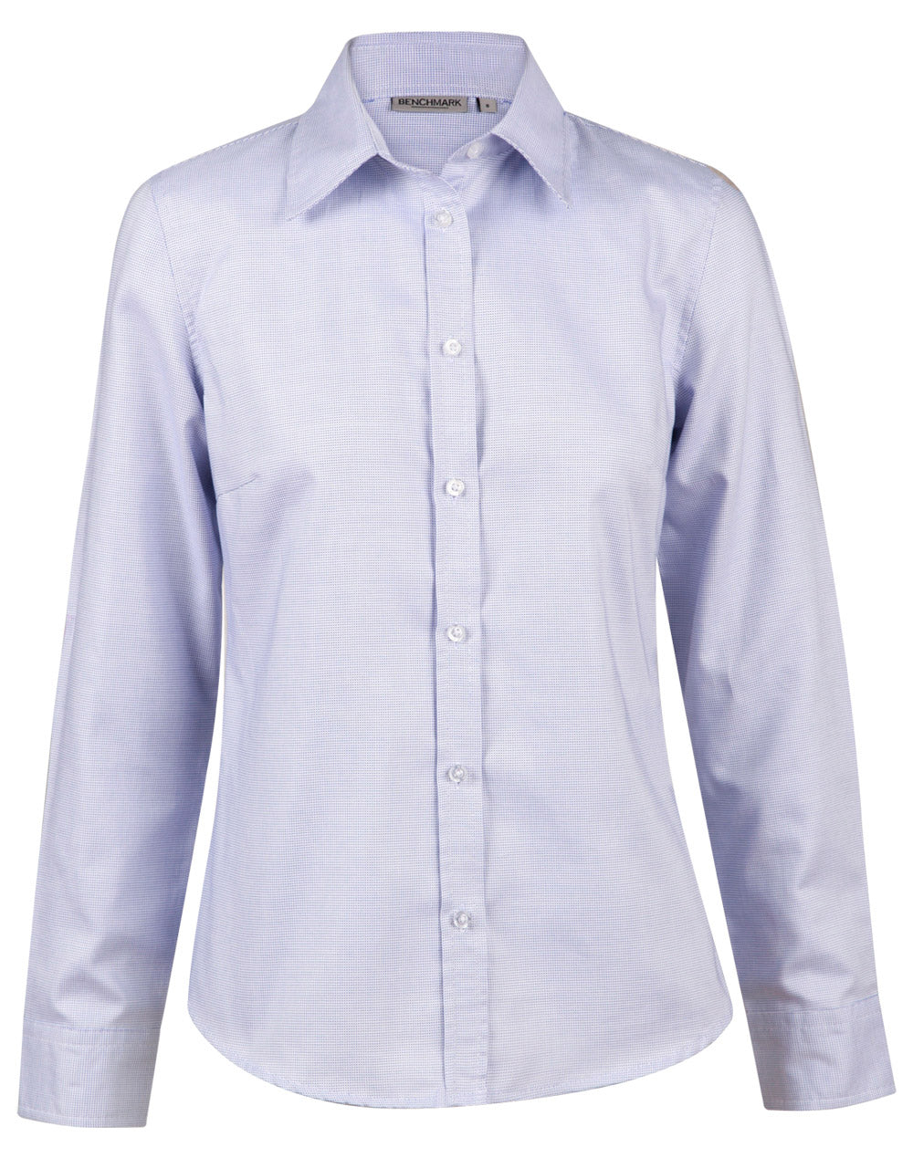 Ladies' Dot Contrast Long Sleeve Shirt - White/Blue Dot