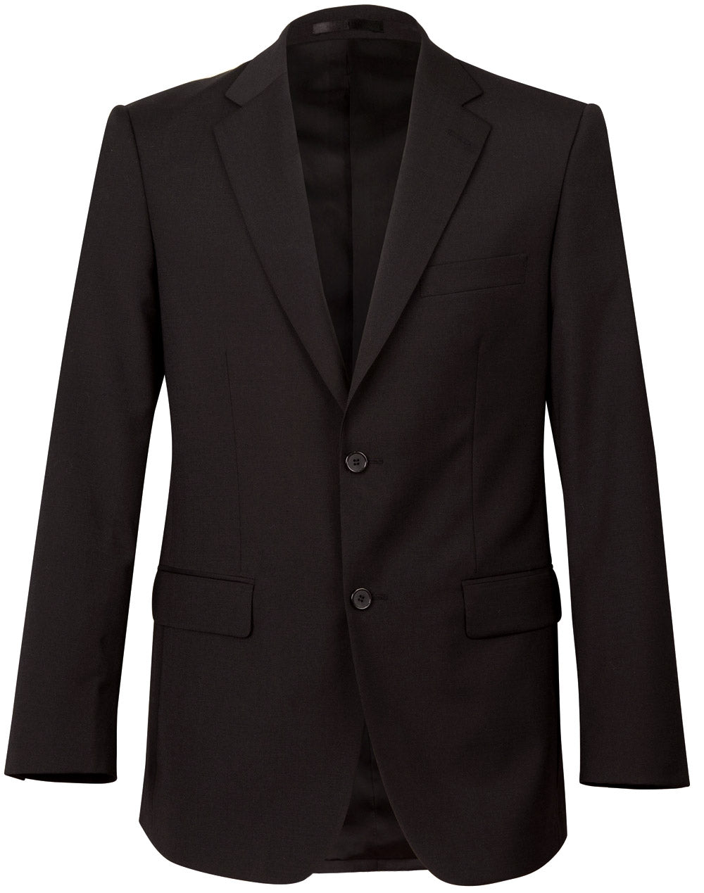Men's Two Buttons Jacket in Wool Stretch - Black