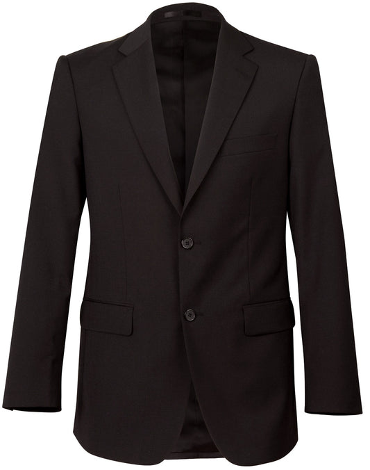 Men's Two Buttons Jacket in Wool Stretch - Black