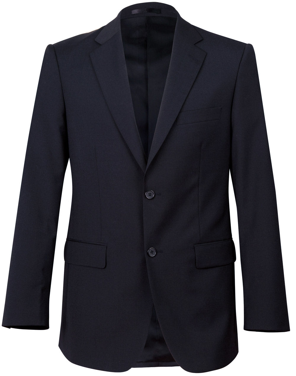 Men's Two Buttons Jacket in Wool Stretch - Navy