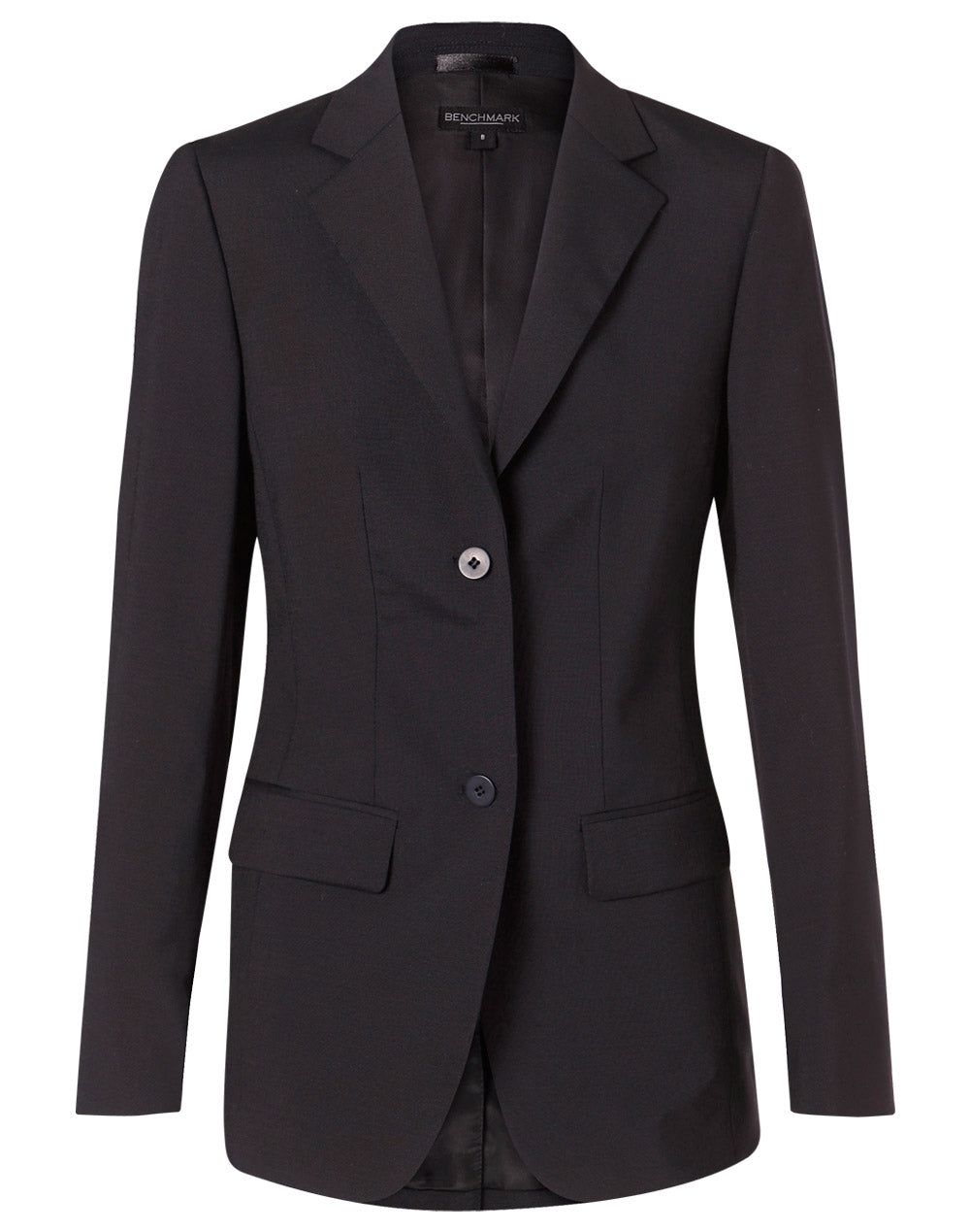 Women's Stretch Wool Blend Mid Length Jacket - Black