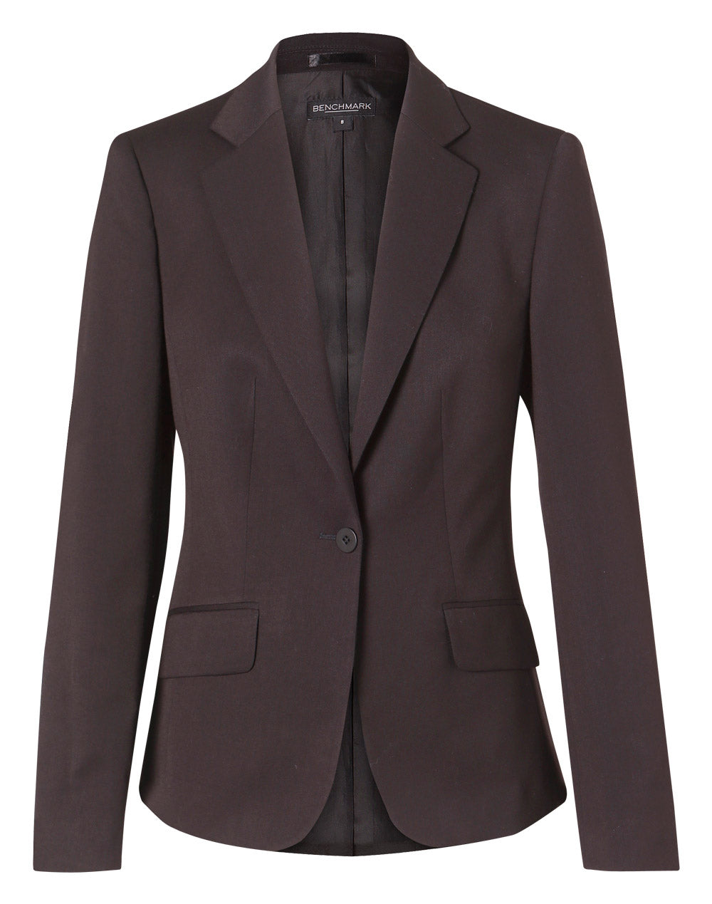 Women's One Button Cropped Jacket in Poly/Viscose Stretch - Charcoal