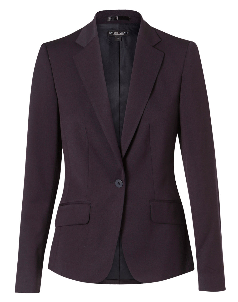 Women's One Button Cropped Jacket in Poly/Viscose Stretch - Navy