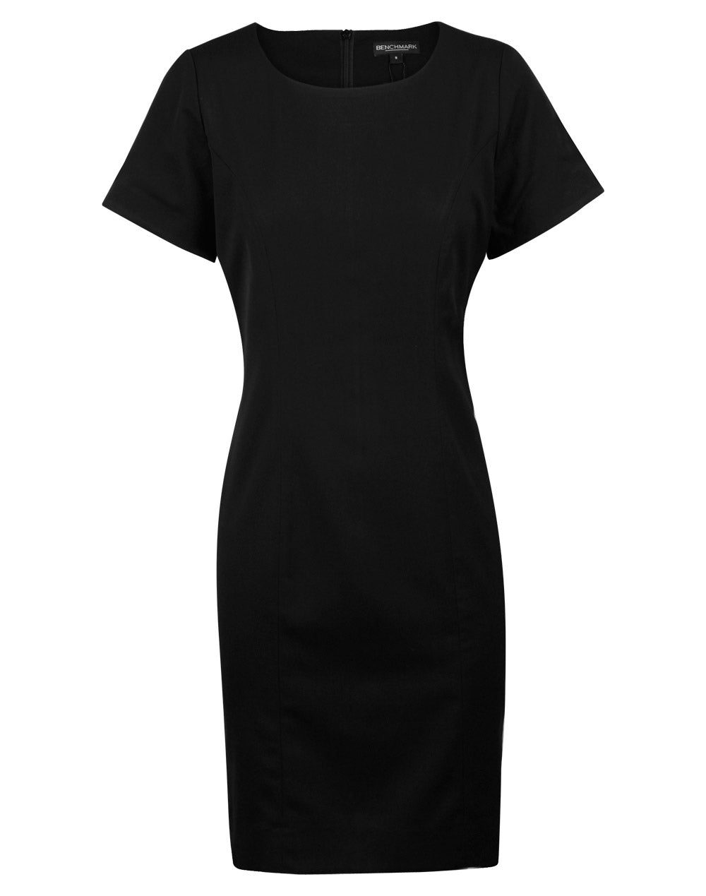 Ladies' Poly/Viscose Stretch, Short Sleeve Dress - Black