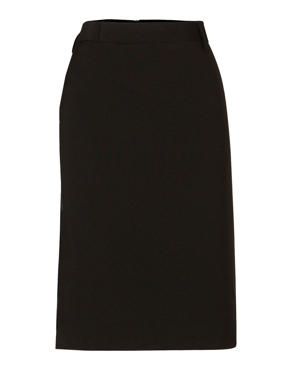 Women's Mid Length Lined Pencil Skirt in Wool Stretch - Black
