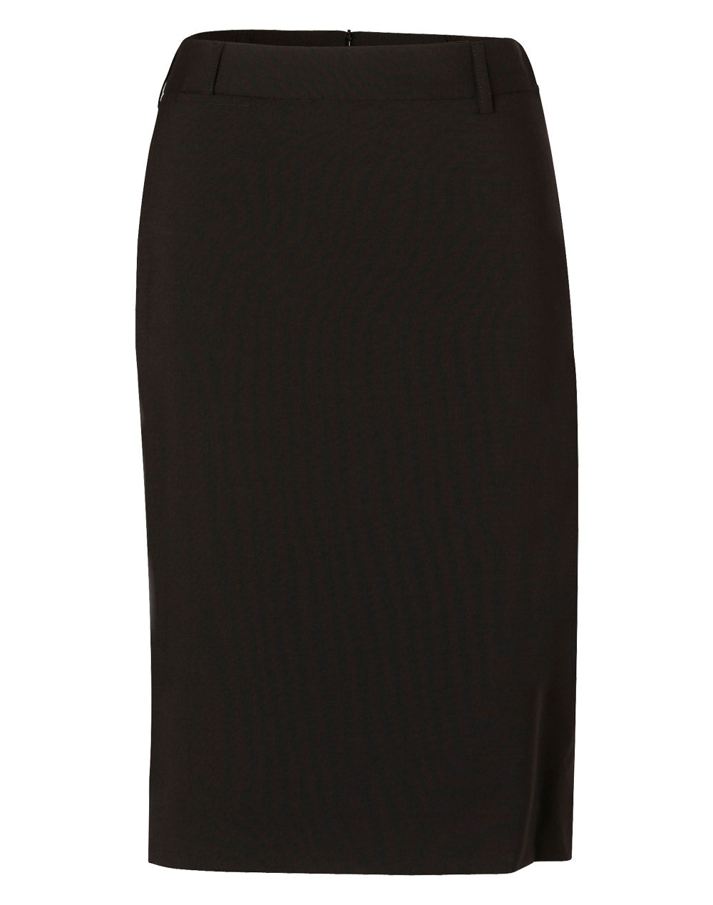 Women's Mid Length Lined Pencil Skirt in Wool Stretch - Navy