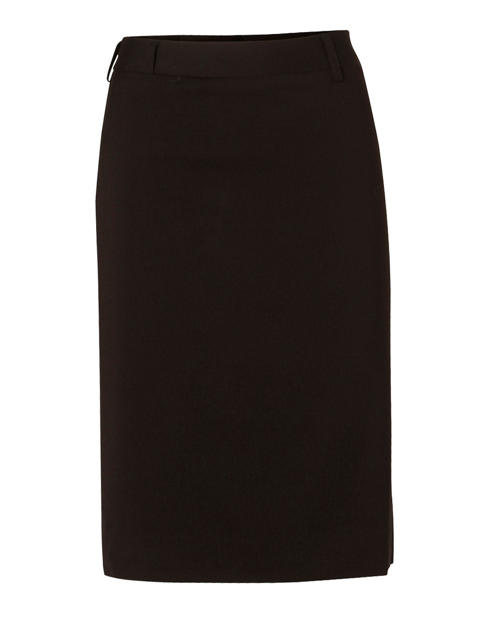 Women's Mid Length Lined Pencil Skirt in Poly/Viscose Stretch - Black
