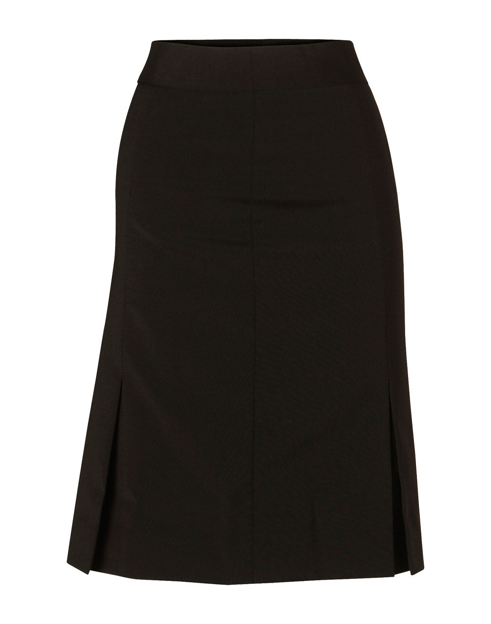 Women's Pleated Skirt in Wool Stretch - Black