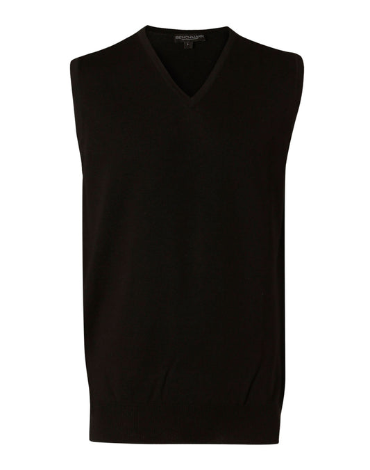 Men's 100% Merino Wool V Neck Vest - Black