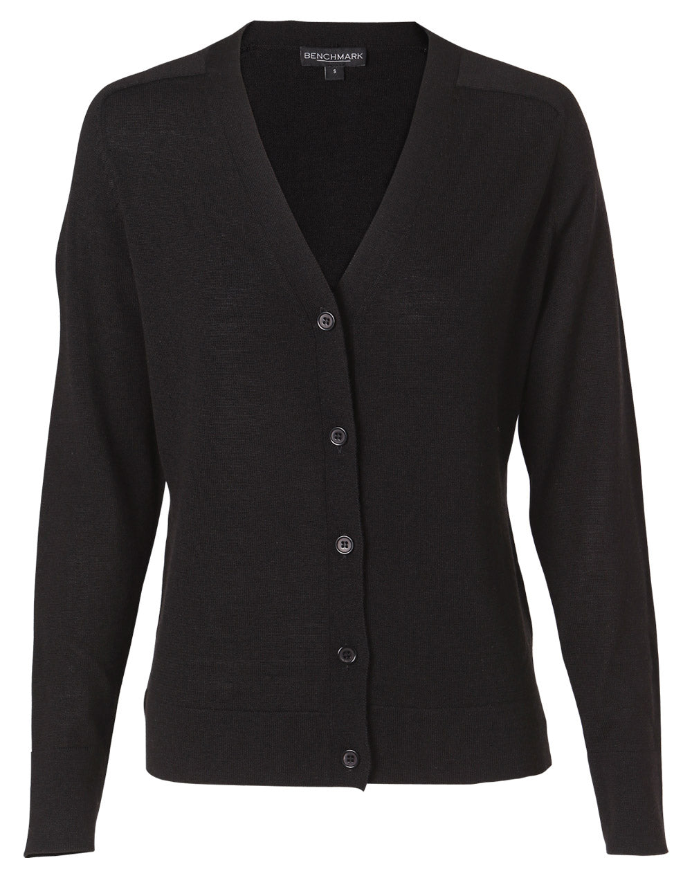 Women's 100% Merino Wool L/S Cardigan - Black