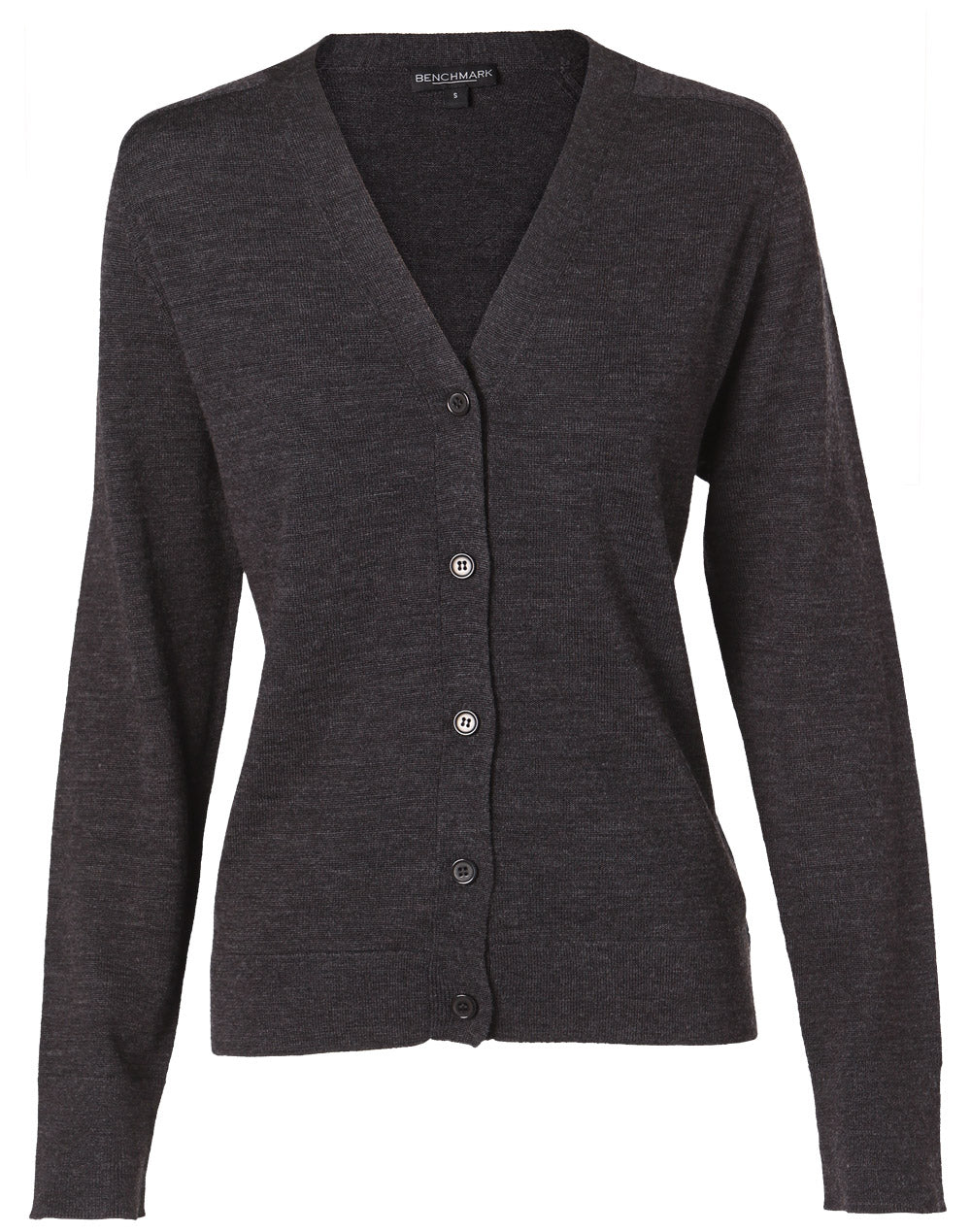 Women's 100% Merino Wool L/S Cardigan - Charcoal