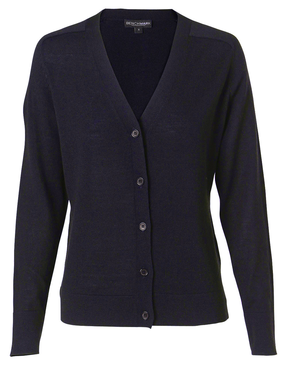 Women's 100% Merino Wool L/S Cardigan - Navy