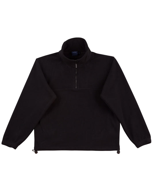 Kids' half zip polar fleecy pullover - Black