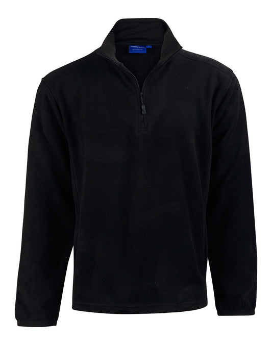 Kid's Half Zip Polar Fleece Pullover - Black