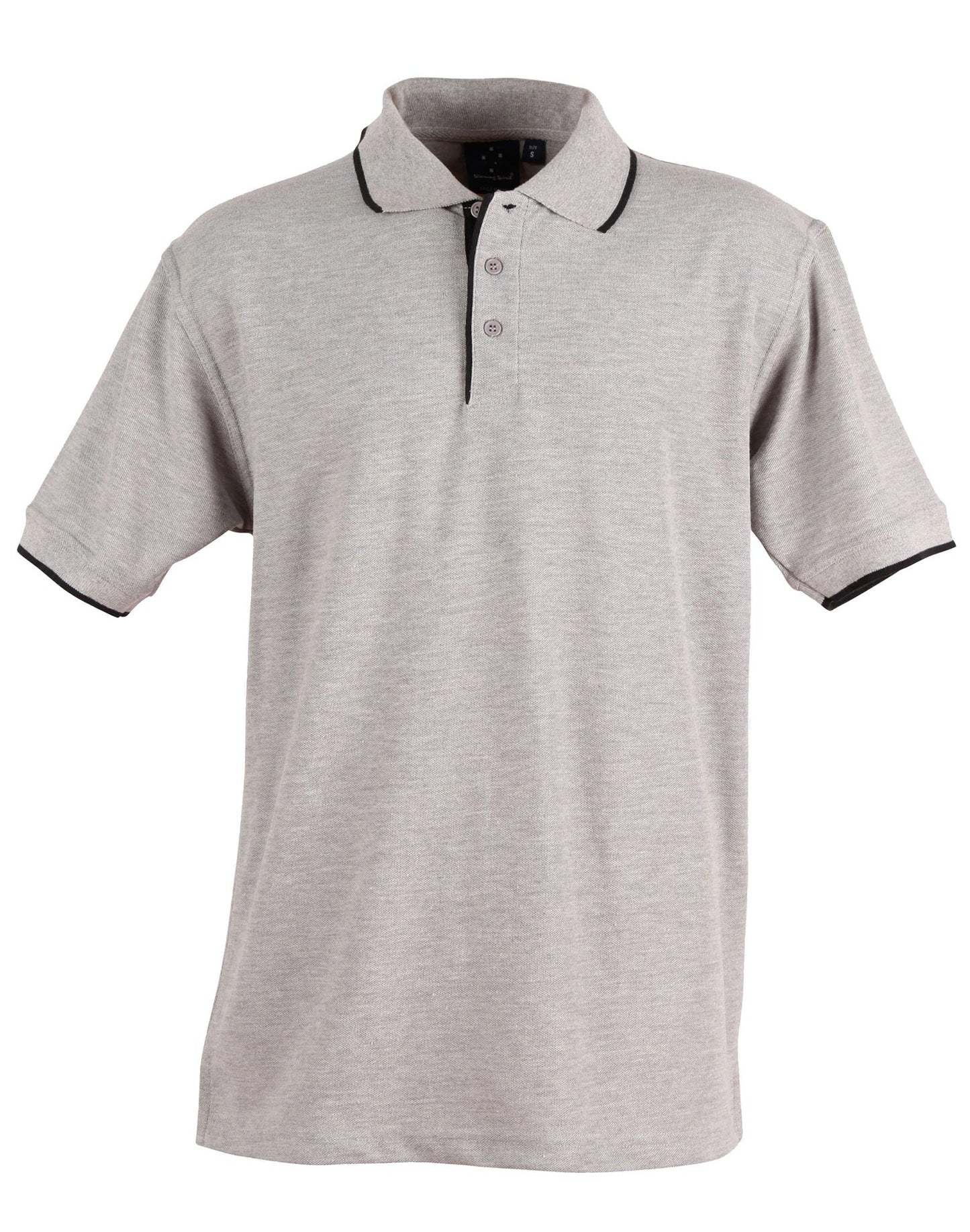 Mens S/L pique polo contrast - Grey/Black