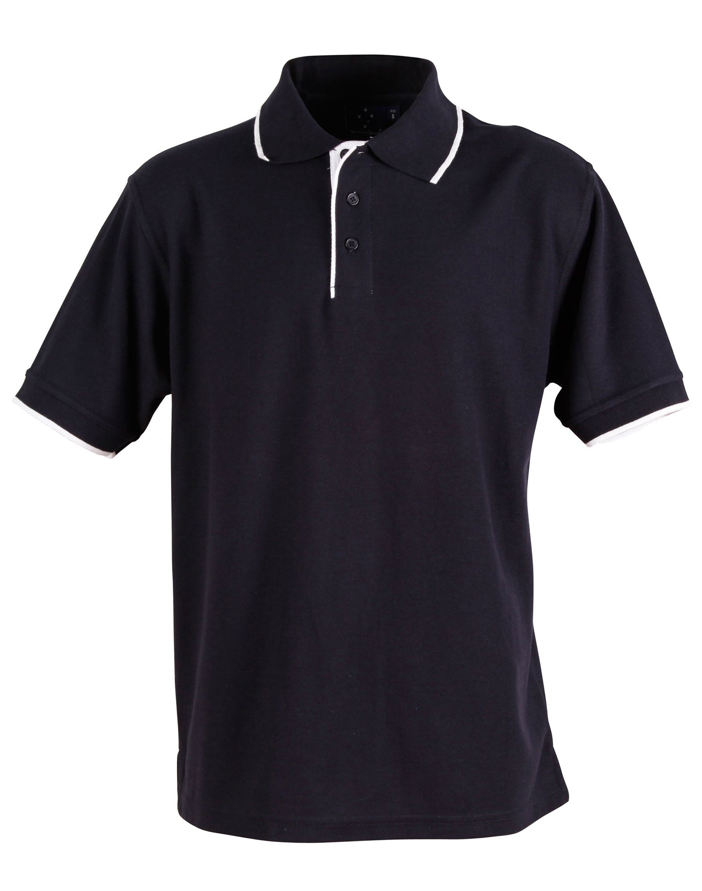 Mens S/L pique polo contrast - Navy/White