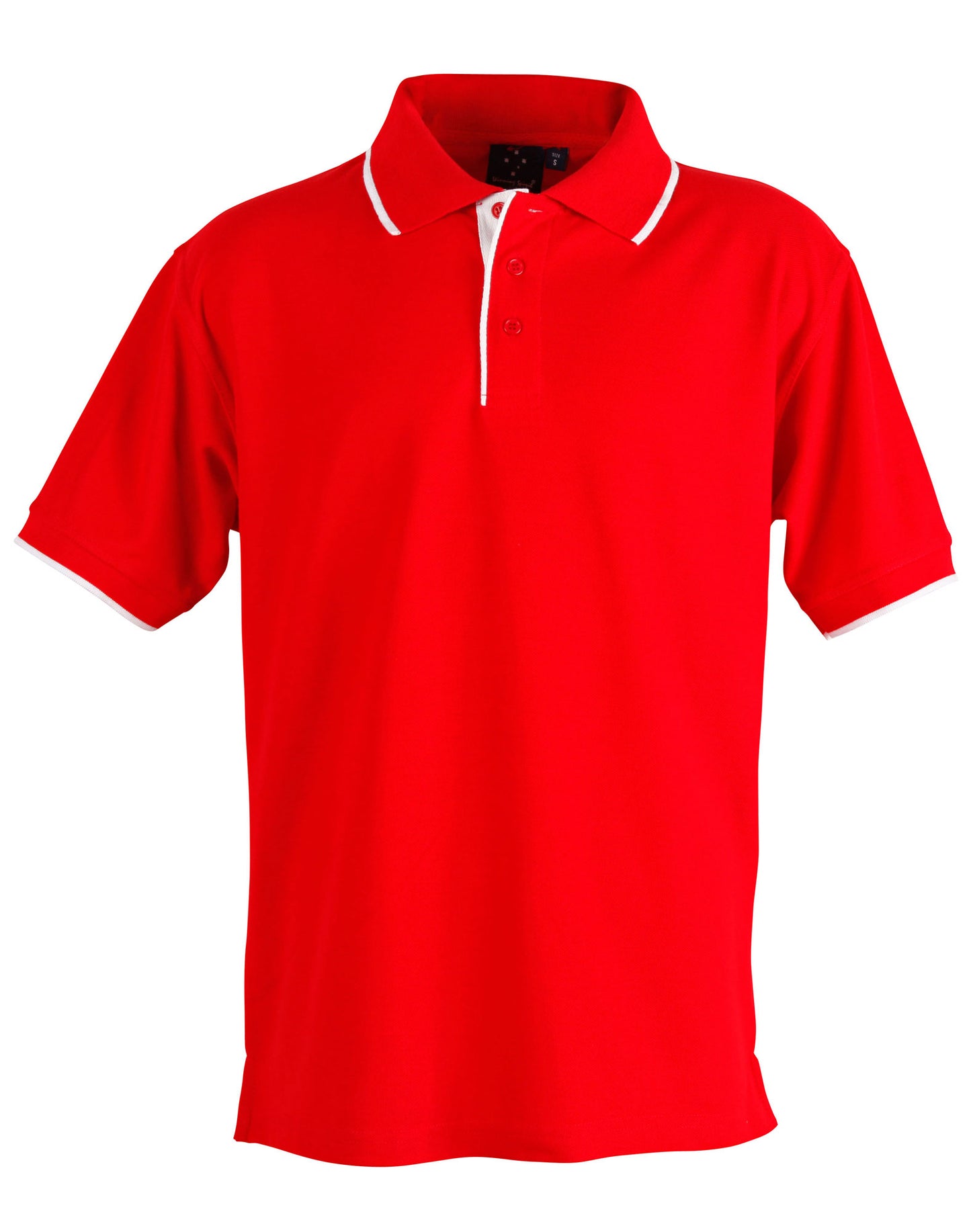 Mens S/L pique polo contrast - Red/White