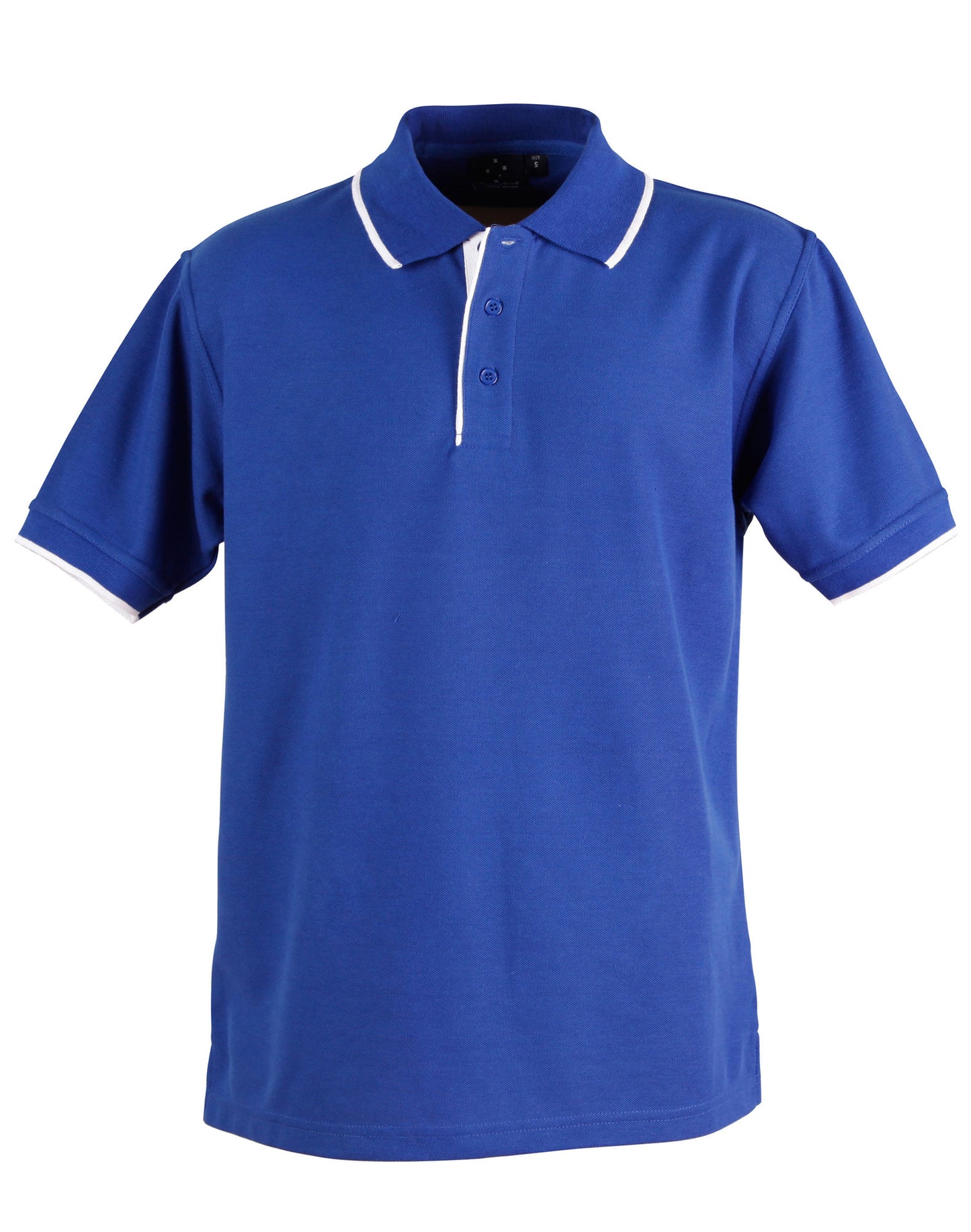 Mens S/L pique polo contrast - Royal/White