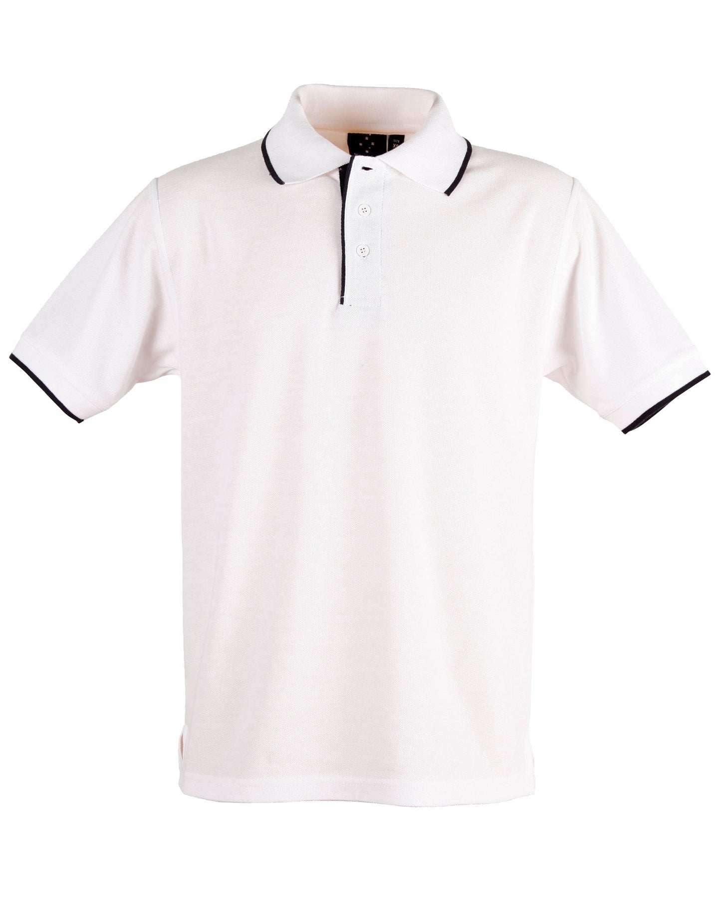 Mens S/L pique polo contrast - White/Navy