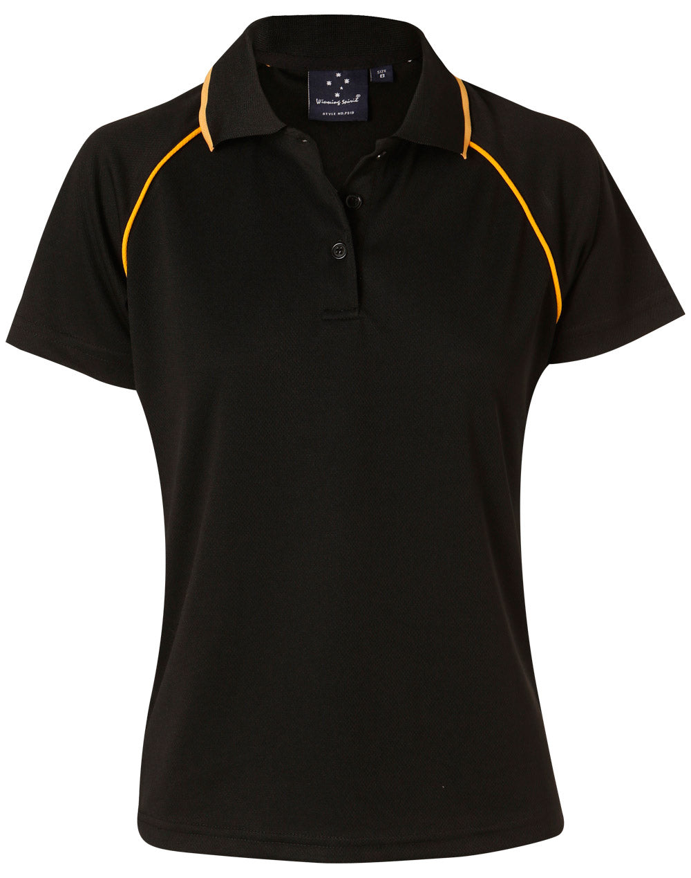 ladies cooldry raglan S/S polo - Black/Gold