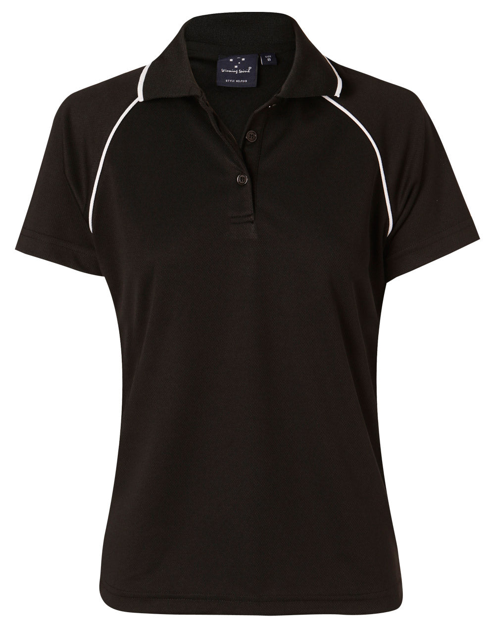 ladies cooldry raglan S/S polo - Black/White
