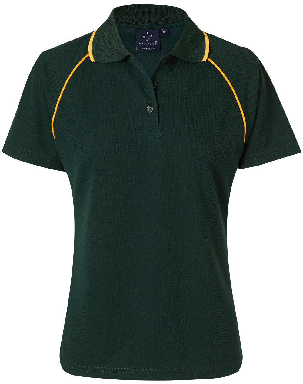 ladies cooldry raglan S/S polo - Bottle/Gold