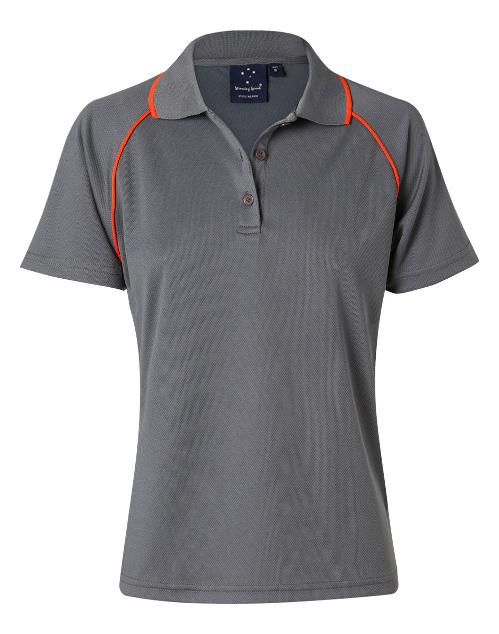 ladies cooldry raglan S/S polo - Charcoal/Orange