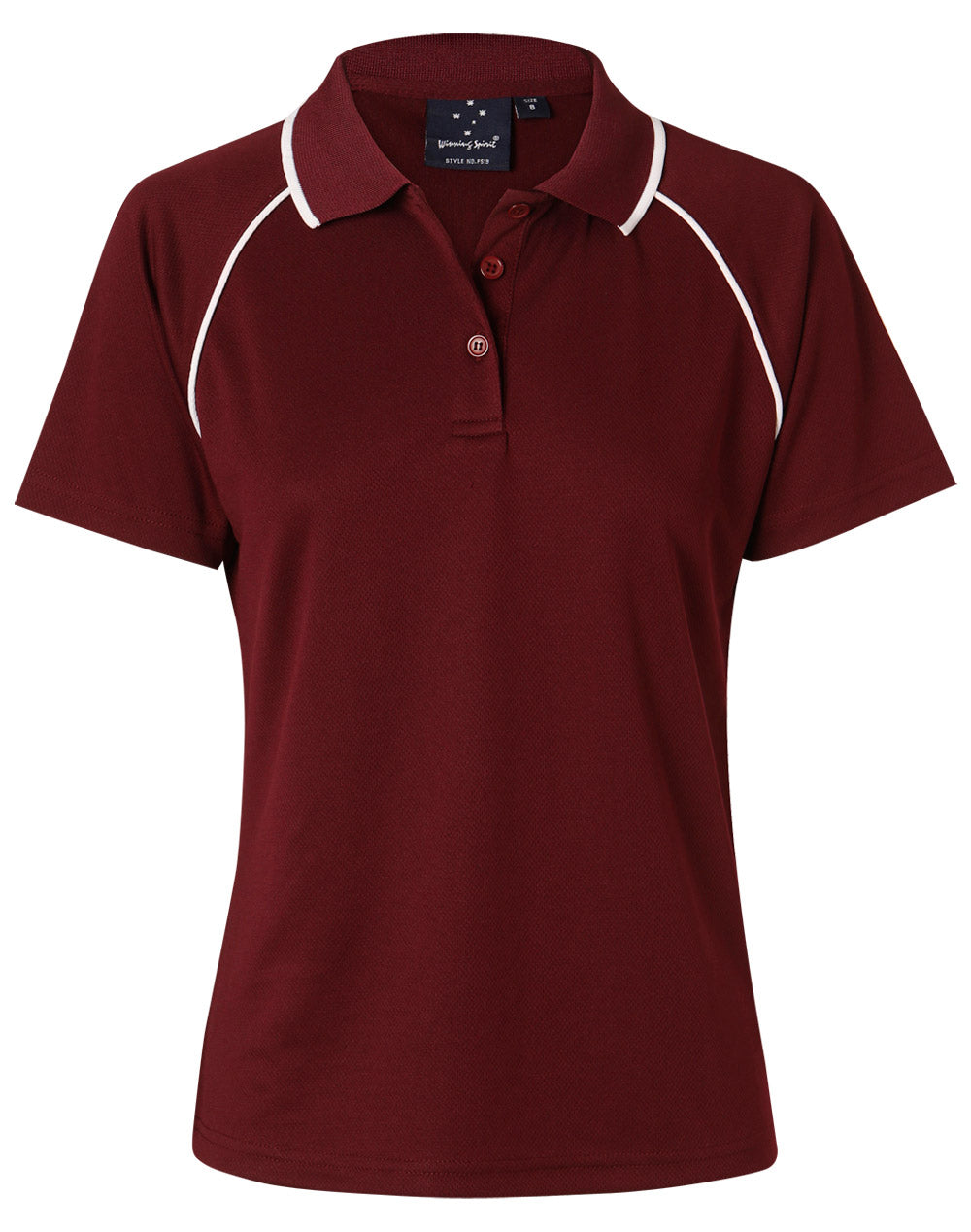 ladies cooldry raglan S/S polo - Maroon/White