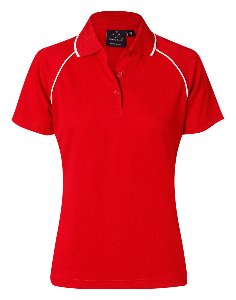 ladies cooldry raglan S/S polo - Red/White