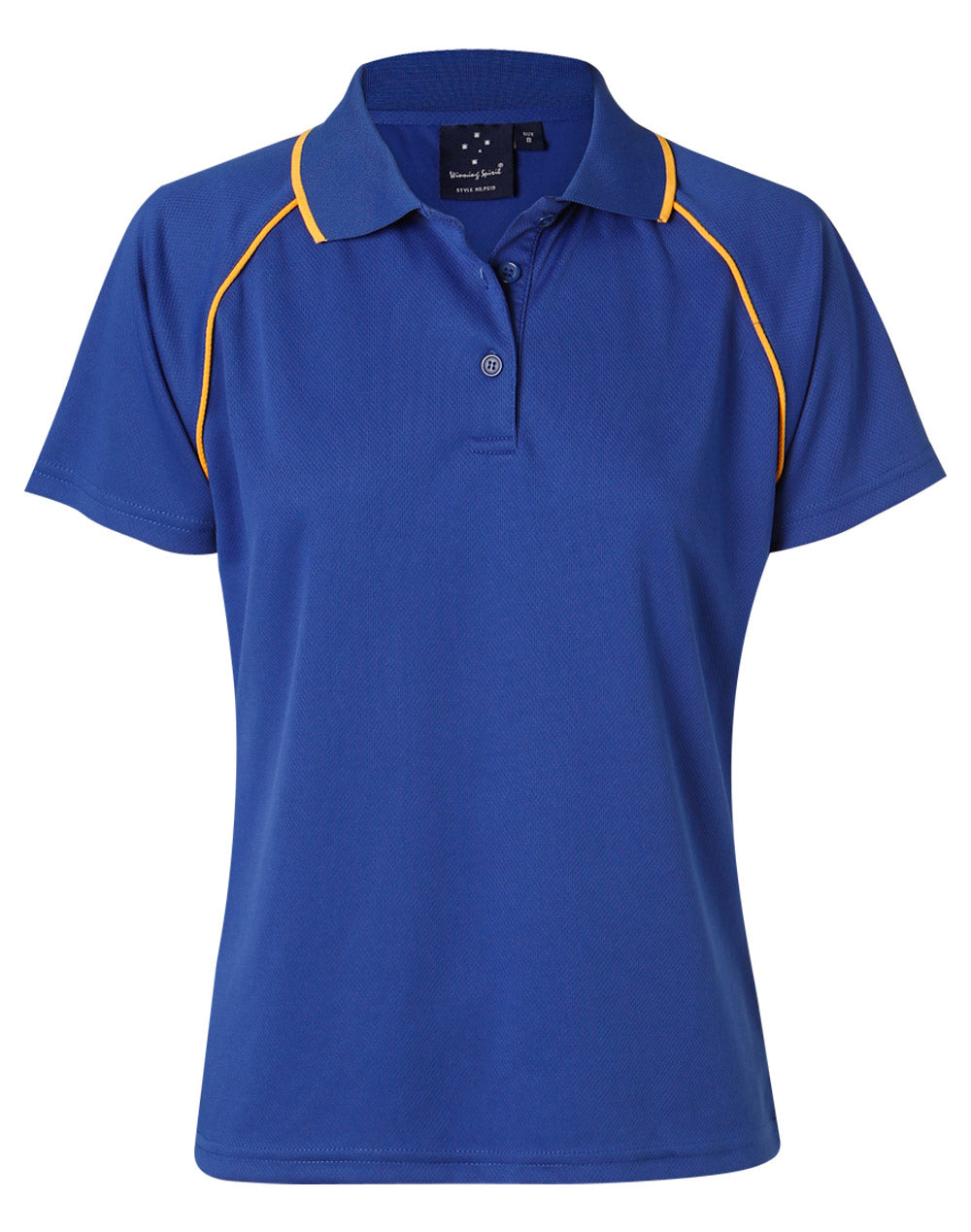 ladies cooldry raglan S/S polo - Royal/Gold