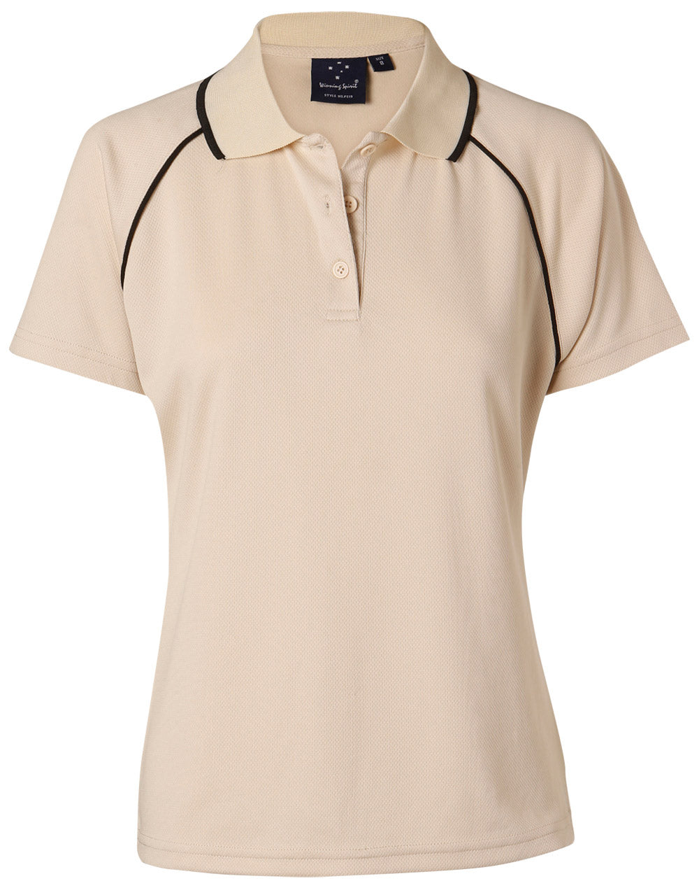 ladies cooldry raglan S/S polo - Stone/Black