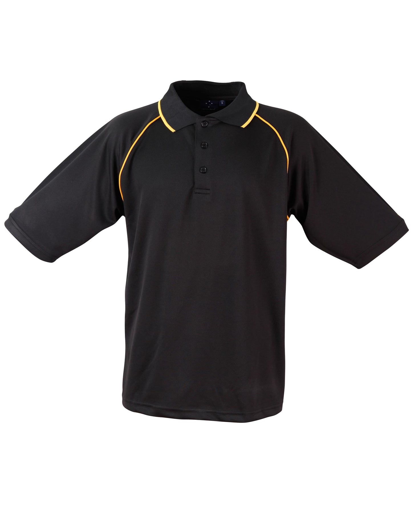 mens cooldry raglan S/S polo - Black/Gold