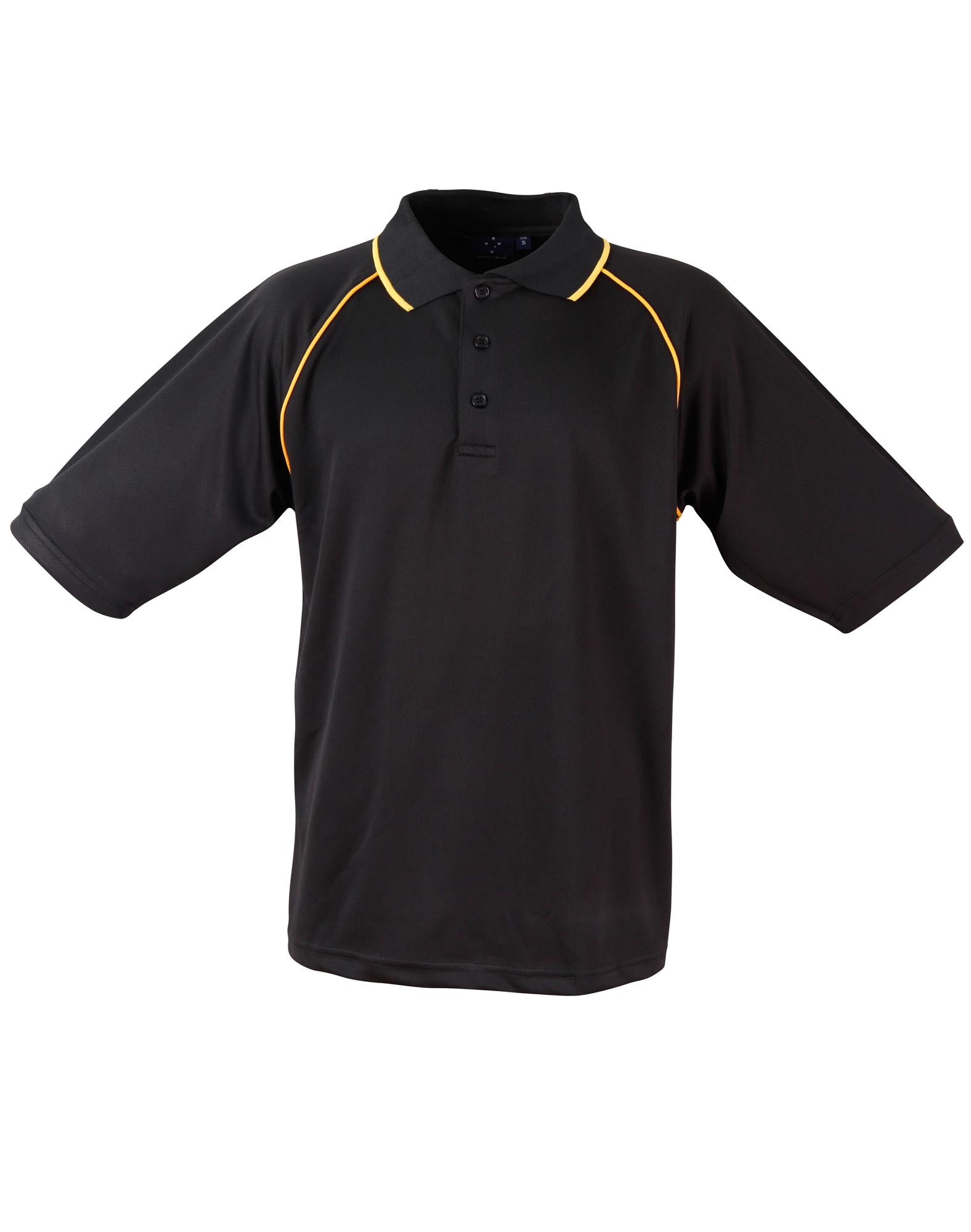 mens cooldry raglan S/S polo - Black/Gold