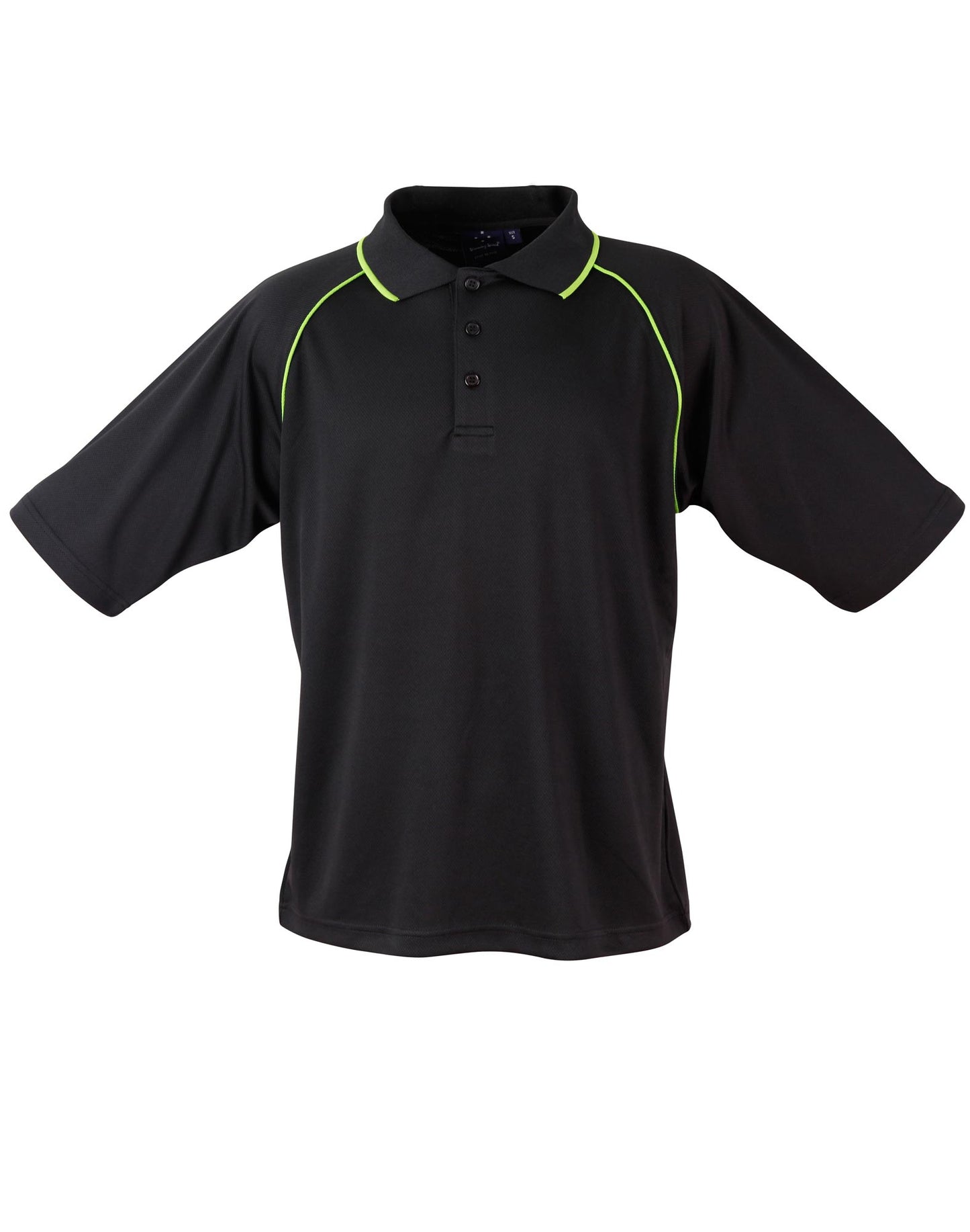 mens cooldry raglan S/S polo - Black/Lime