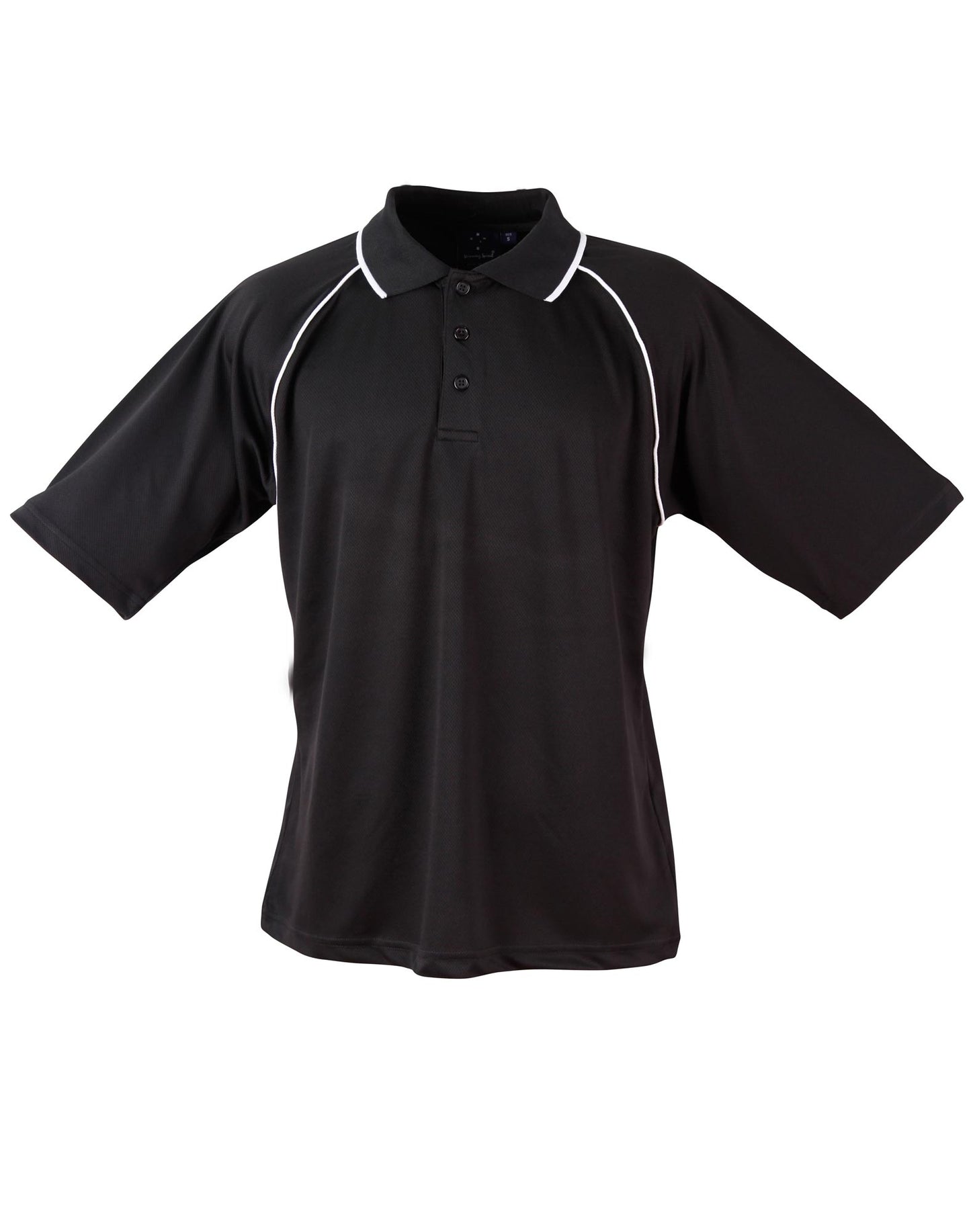 mens cooldry raglan S/S polo - Black/White