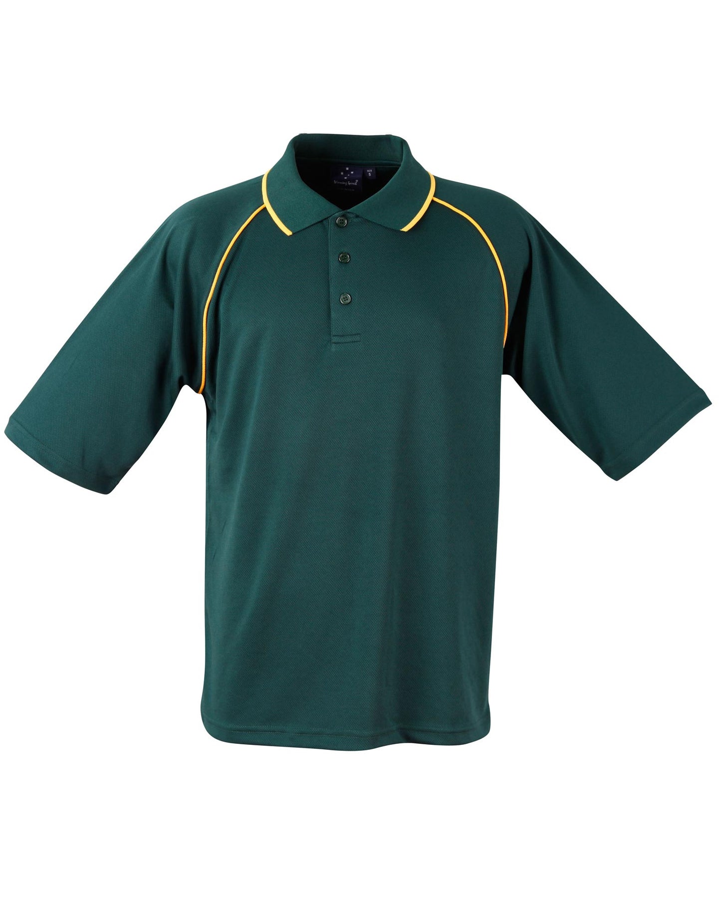 mens cooldry raglan S/S polo - Bottle/Gold