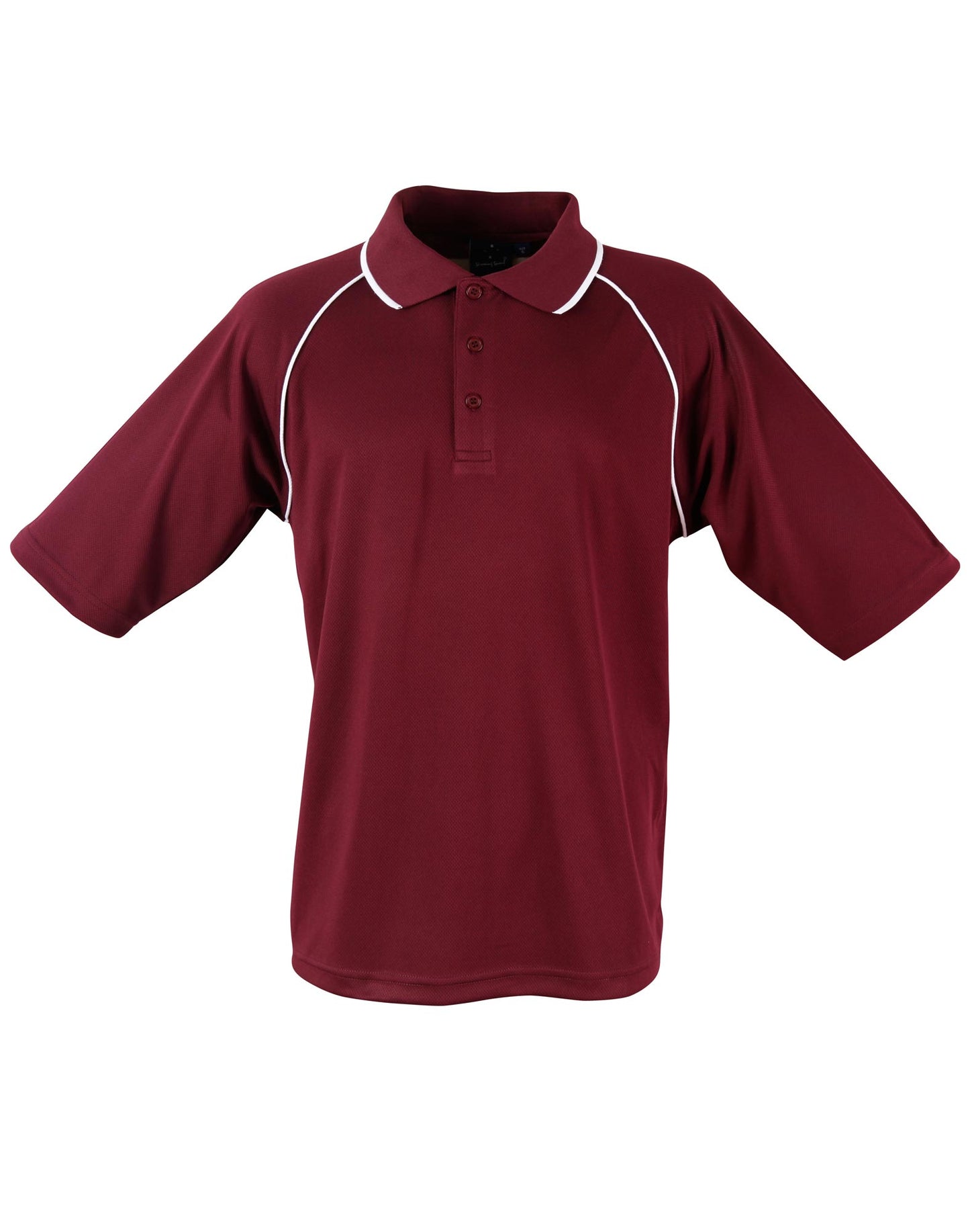 mens cooldry raglan S/S polo - Maroon/White