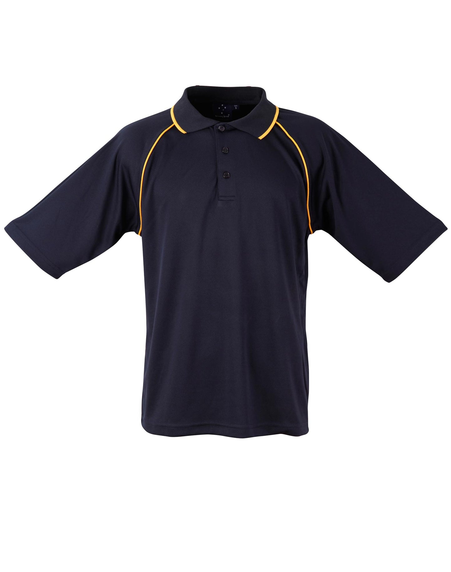 mens cooldry raglan S/S polo - Navy/Gold