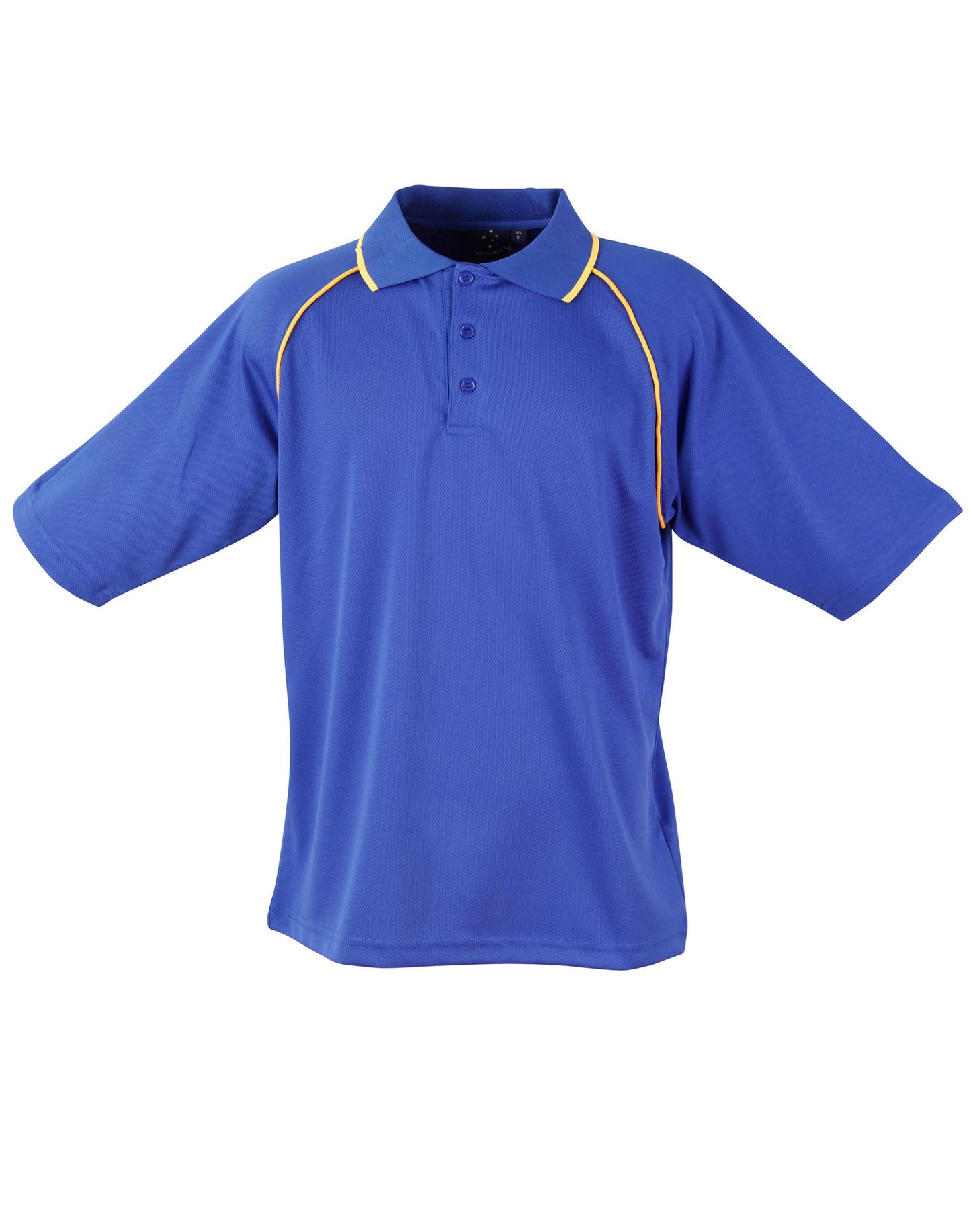 mens cooldry raglan S/S polo - Royal/Gold