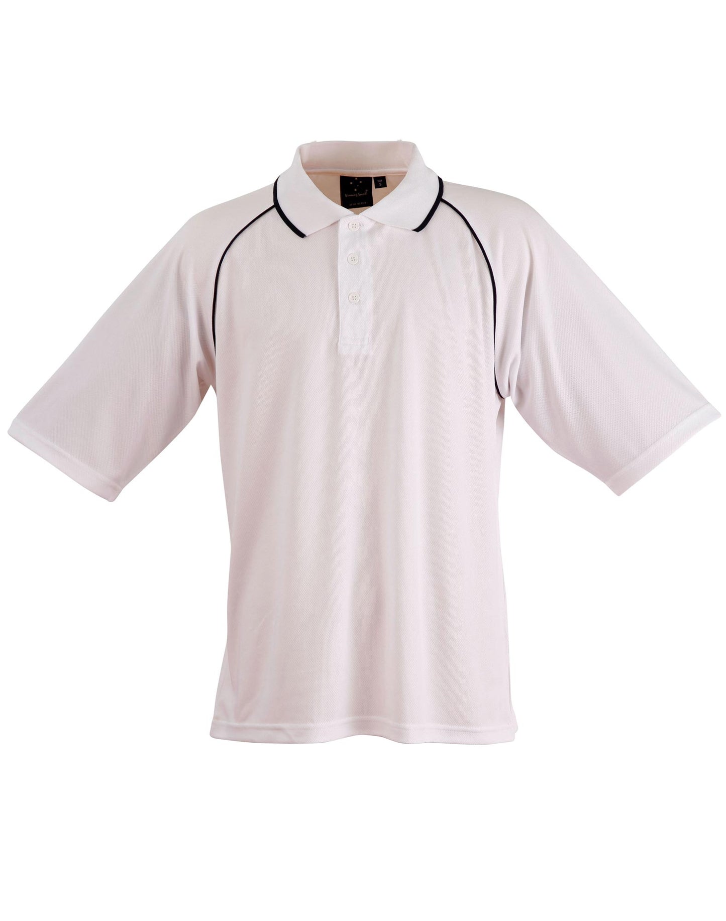 mens cooldry raglan S/S polo - White/Navy