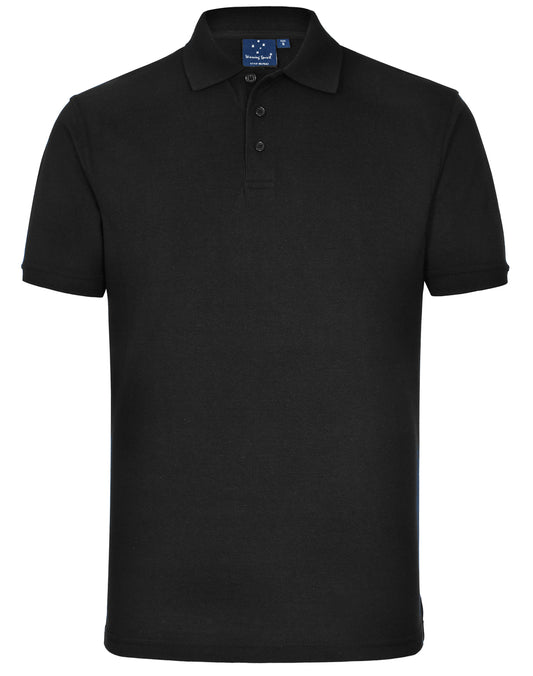 mens tight pique knit S/S polo - Black