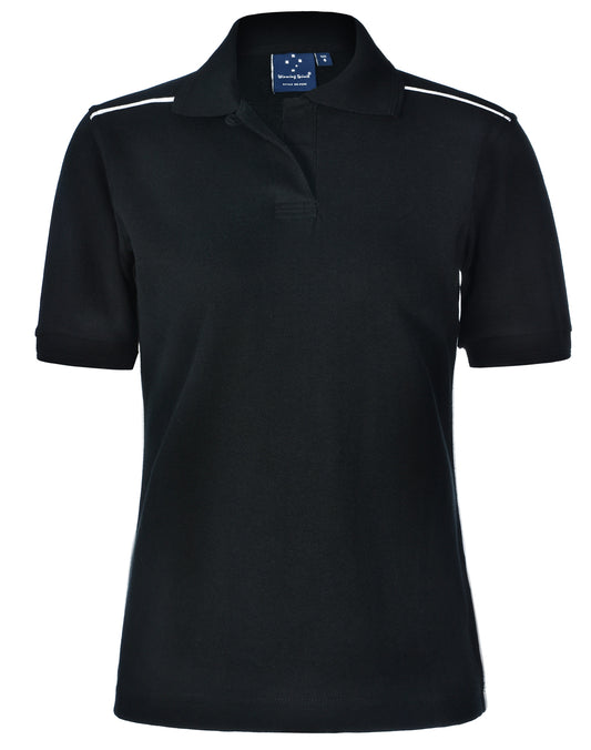 ladies' pure cotton contrast piping - Black/White