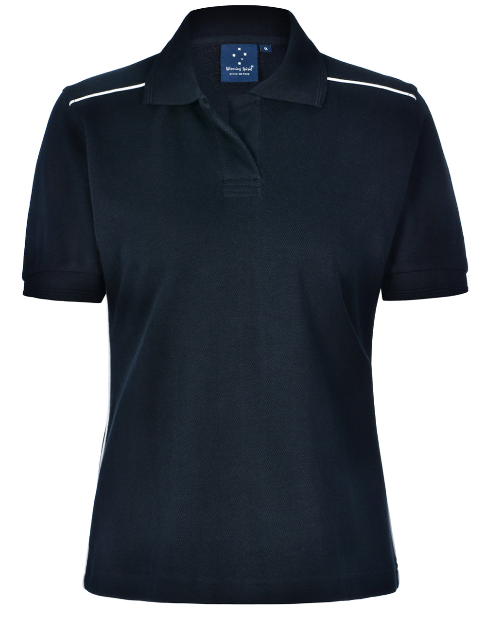 ladies' pure cotton contrast piping - Navy/White