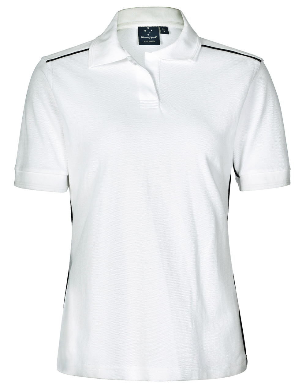 ladies' pure cotton contrast piping - White/Navy