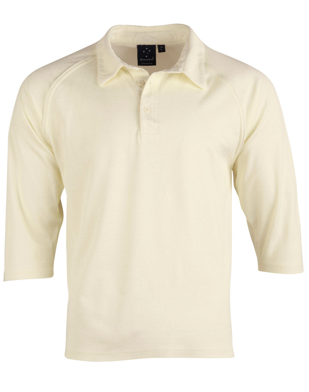 Mens 3/4 sleeve cricket polo - Cream